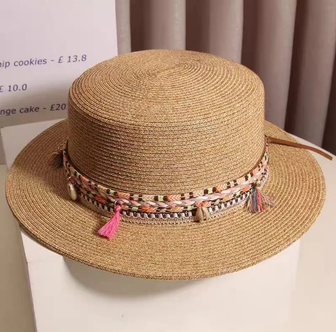 Boho Chic rjavi papirnati slamnati ženski klobuk