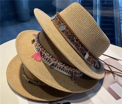 Boho rjav ženski slamnati klobuk za plažo